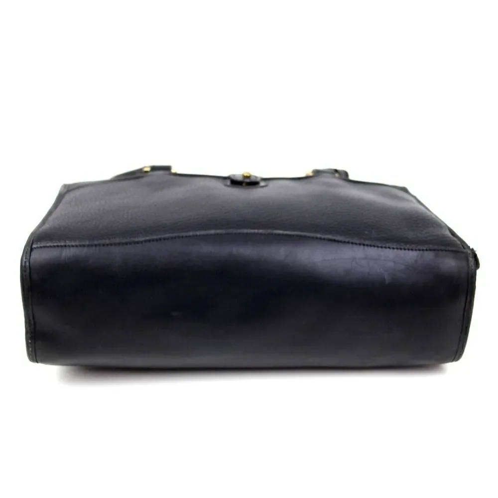VTG Dooney & Bourke PEBBLED BLACK GENUINE LEATHER BUSINESS SHOULDER BAG PURSE